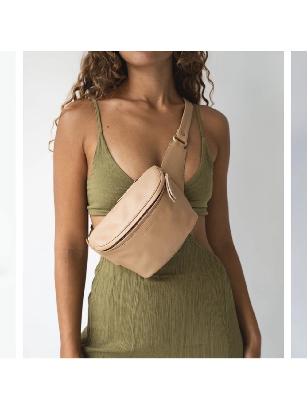 Mandrn "The Remy" leather crossbody belt bag in the color Sand